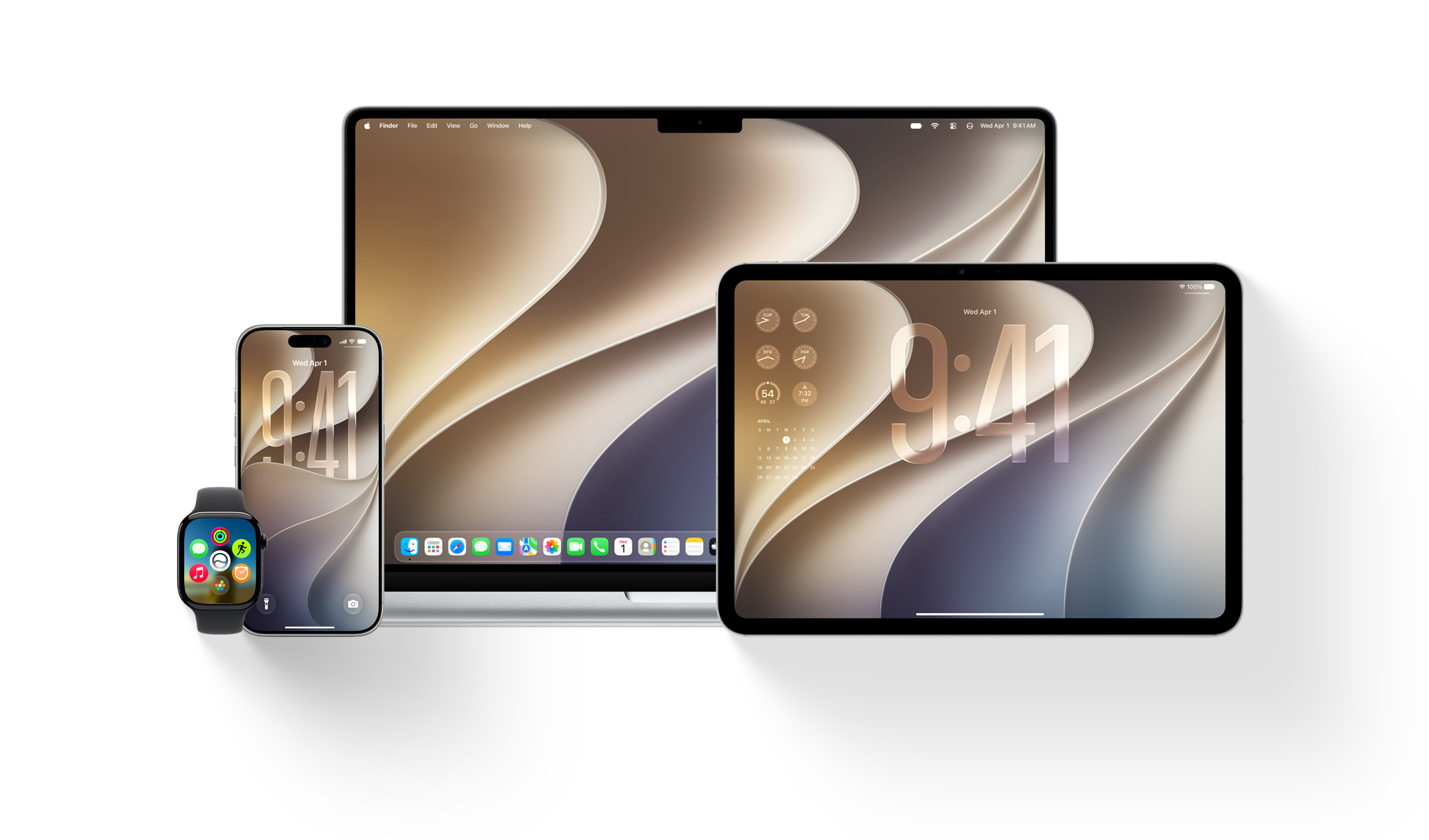 iPhone, iPad, Mac and Apple Watch running the 2026 Apple betas